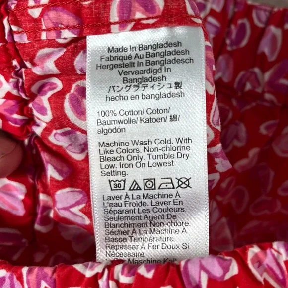 J. Crew Red 100% Cotton Lounge Pants with Pink Heart Pattern Women’s Small - Picture 7 of 8